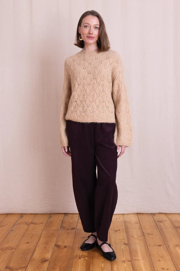 Nomads Caramel Brown Pointelle Knit Jumper