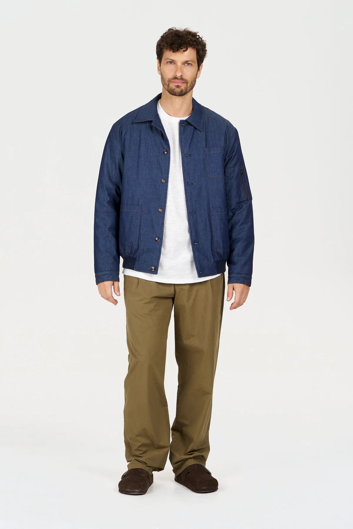 Komodo Nile Blue Cotton Padded Bomber Jacket