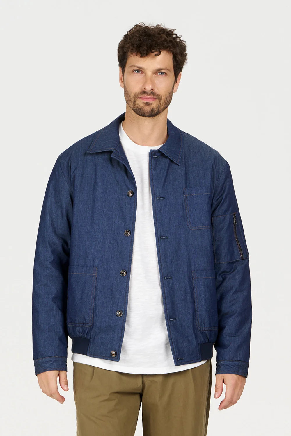 Komodo Nile Blue Cotton Padded Bomber Jacket