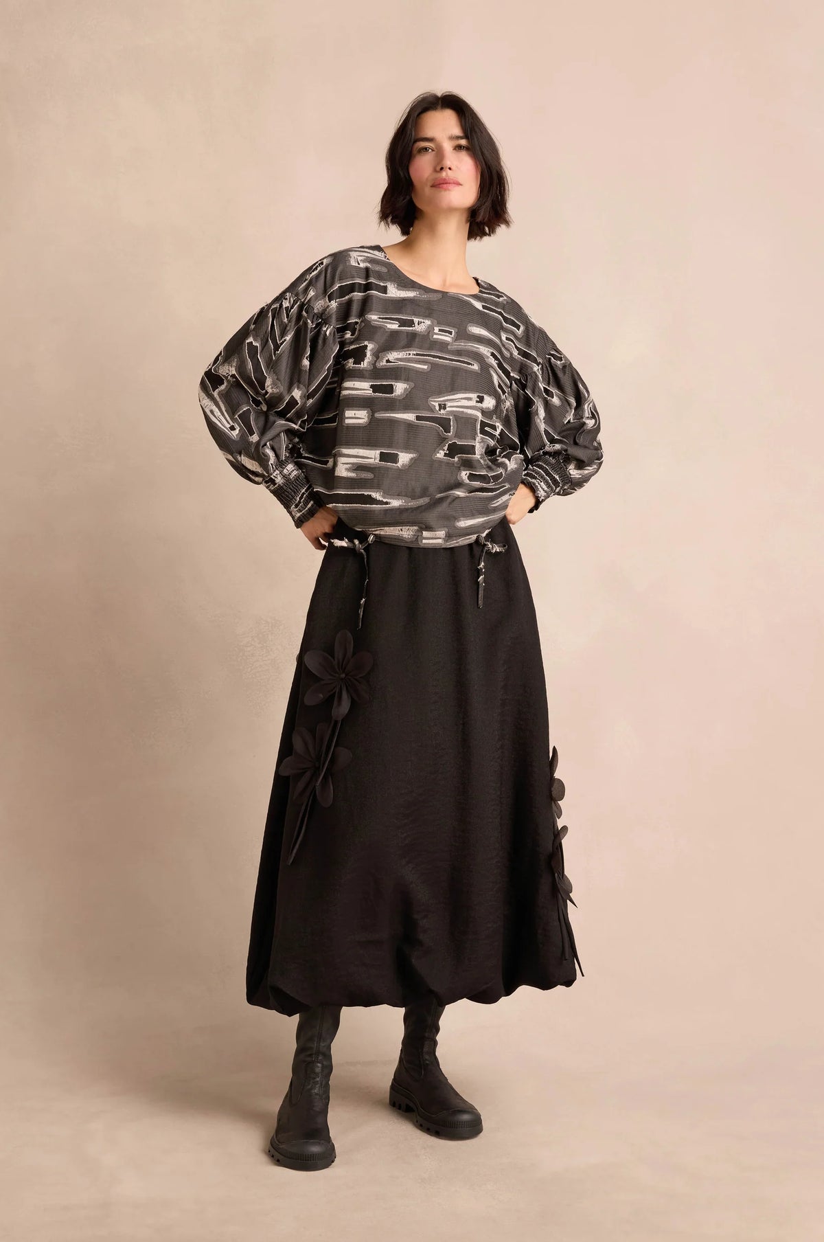 Noen Grey Textured Ripped Effect Top