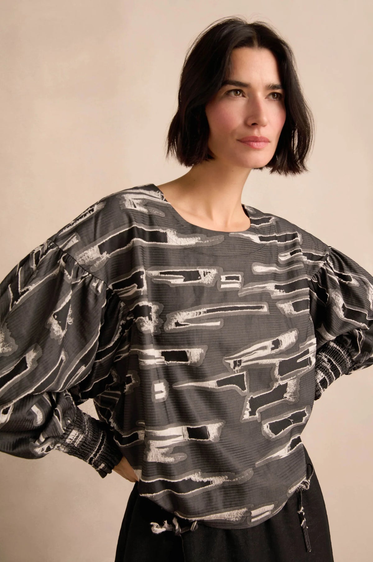 Noen Grey Textured Ripped Effect Top