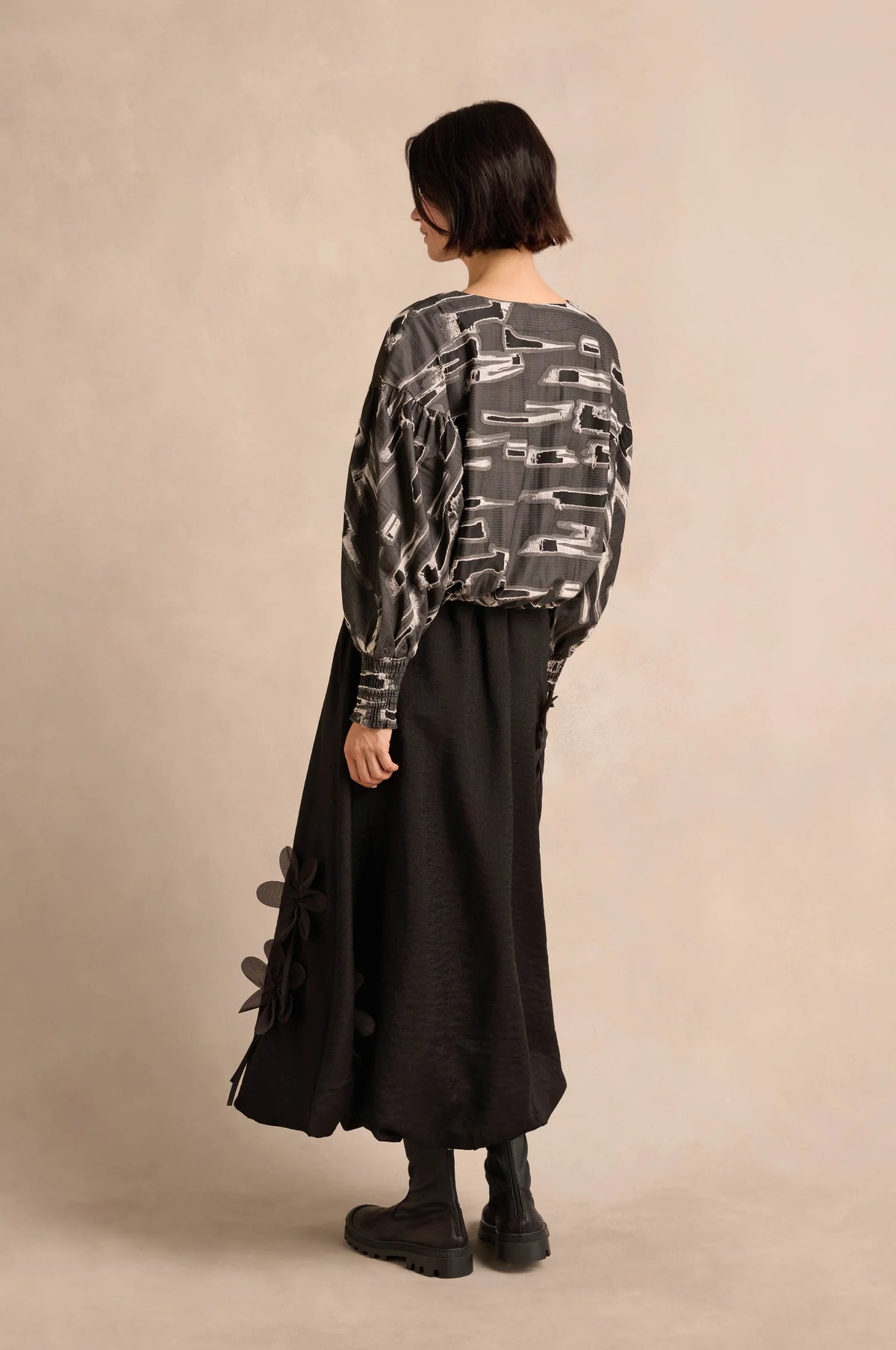 Noen Grey Textured Ripped Effect Top