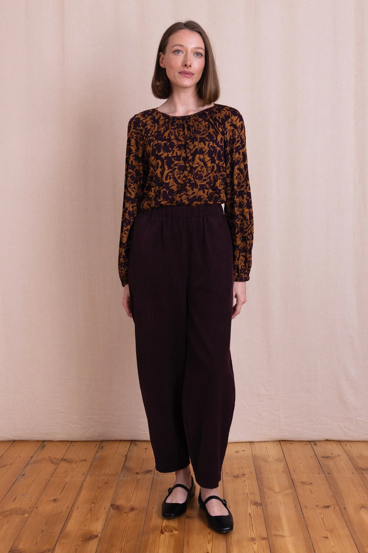 Nomads Burgundy Cord Barrel Leg Trousers