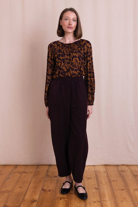 Nomads Burgundy Cord Barrel Leg Trousers