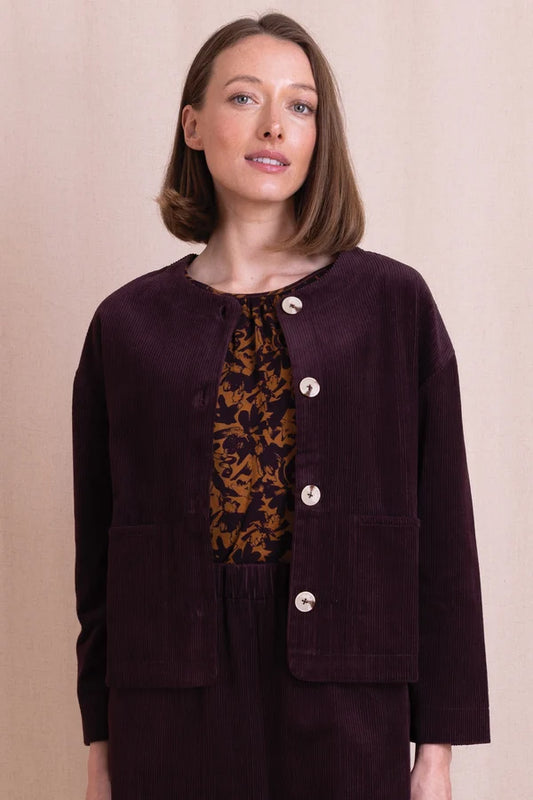 Nomads Burgundy Cord Cropped Jacket