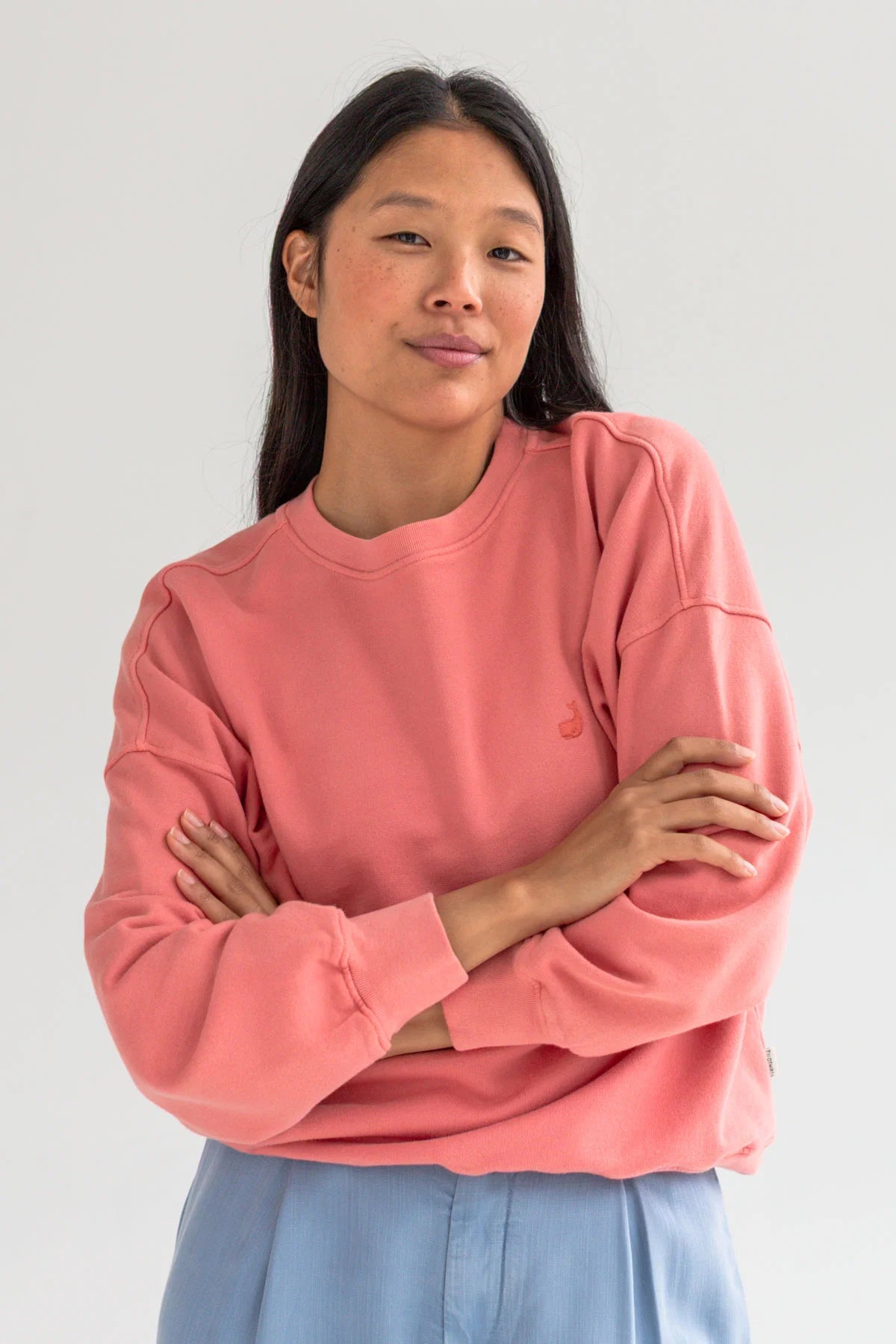 Two Thirds Niza Salmon Pink Cotton Sweatshirt