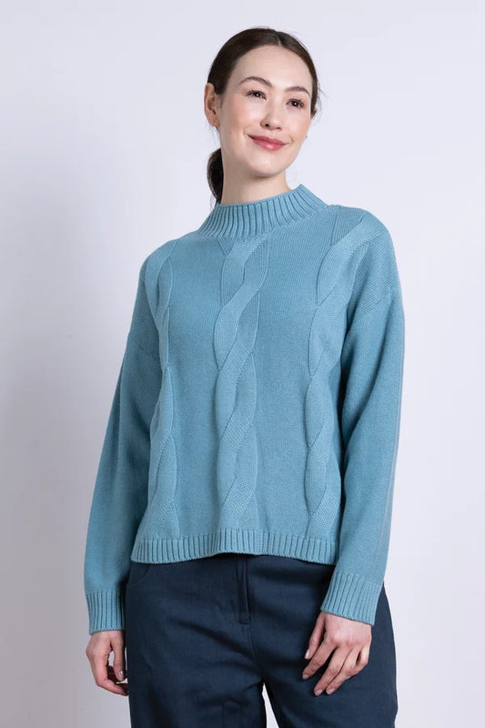 Nomads Arctic Blue Cable Knit Jumper