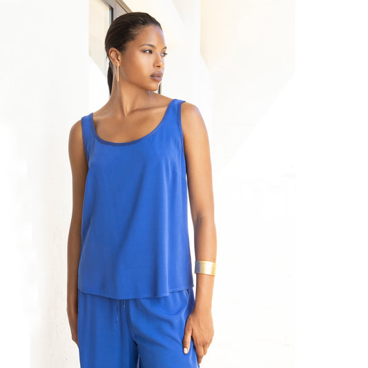 Aggel Royal Blue Vest Top with Sparkly Trim