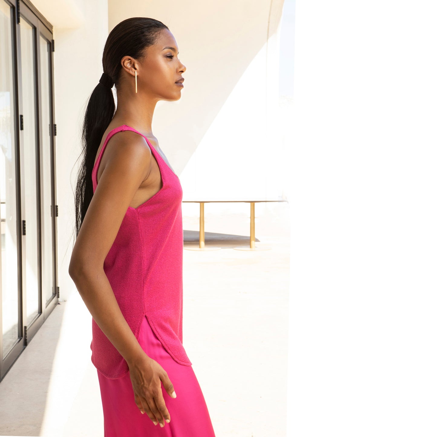 Aggel Fuchsia Pink Knit Vest Top
