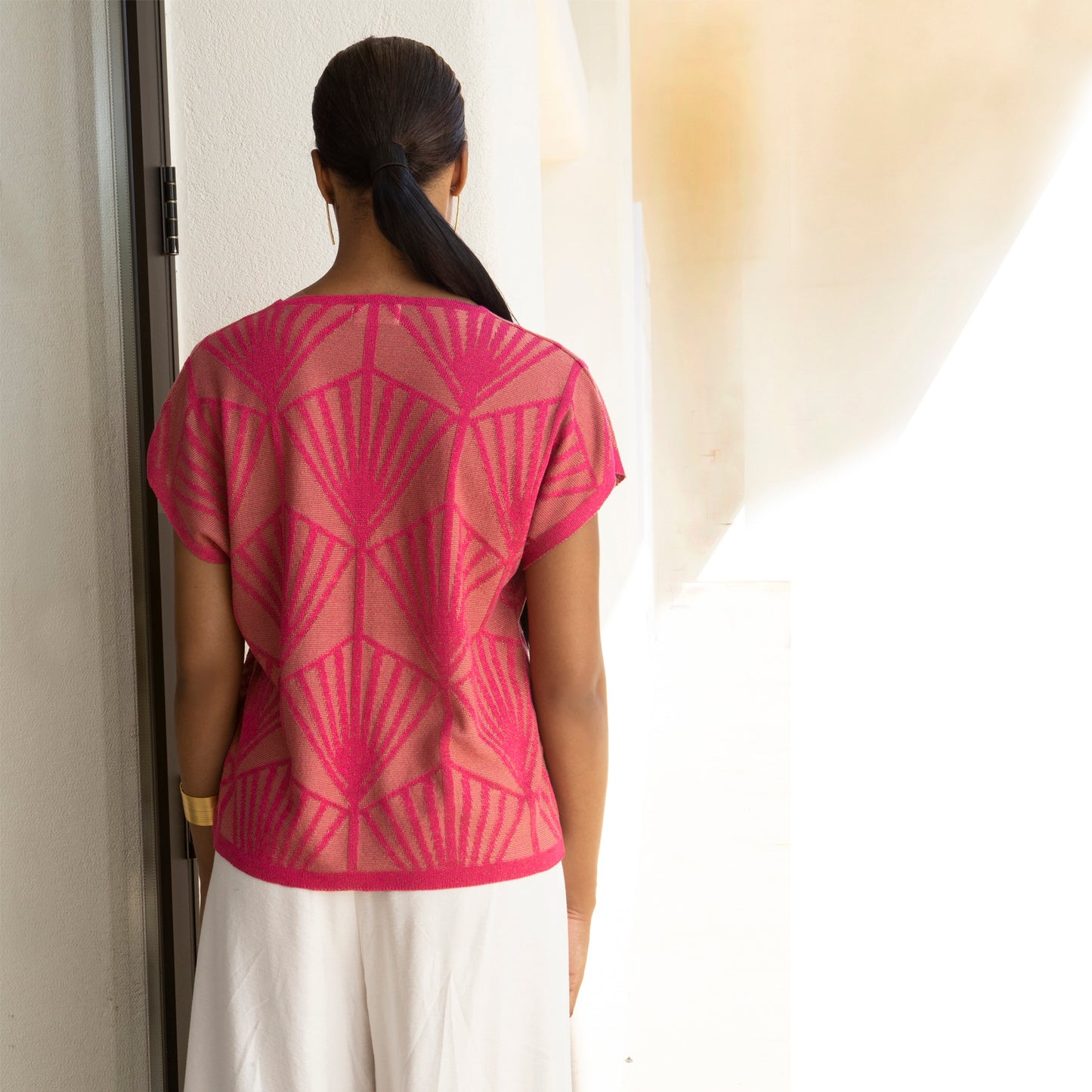 Aggel Fuchsia Pink Geometric Knot Top