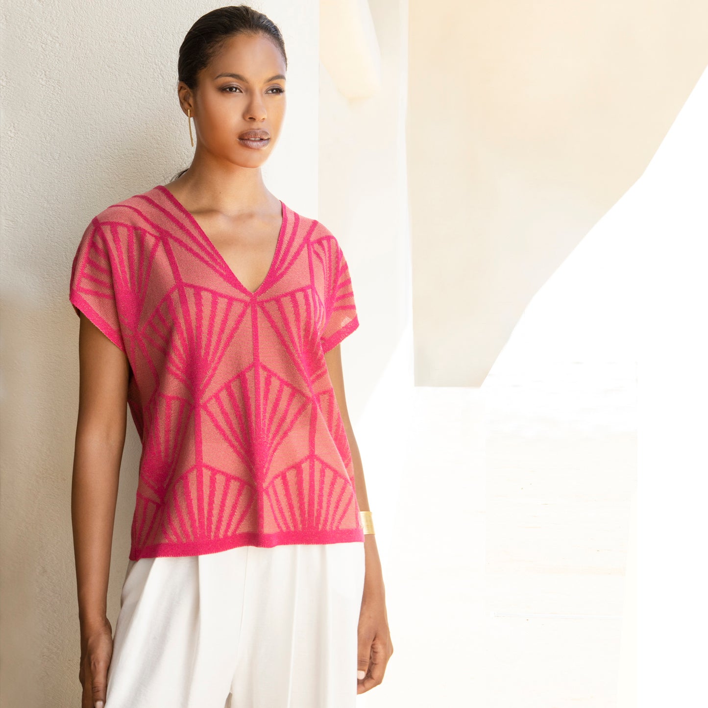 Aggel Fuchsia Pink Geometric Knot Top