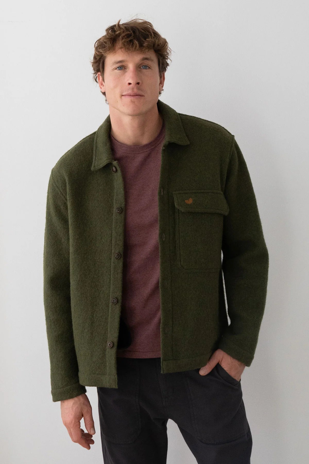 Two Thirds Streedagh Moss Green Wool Jacket