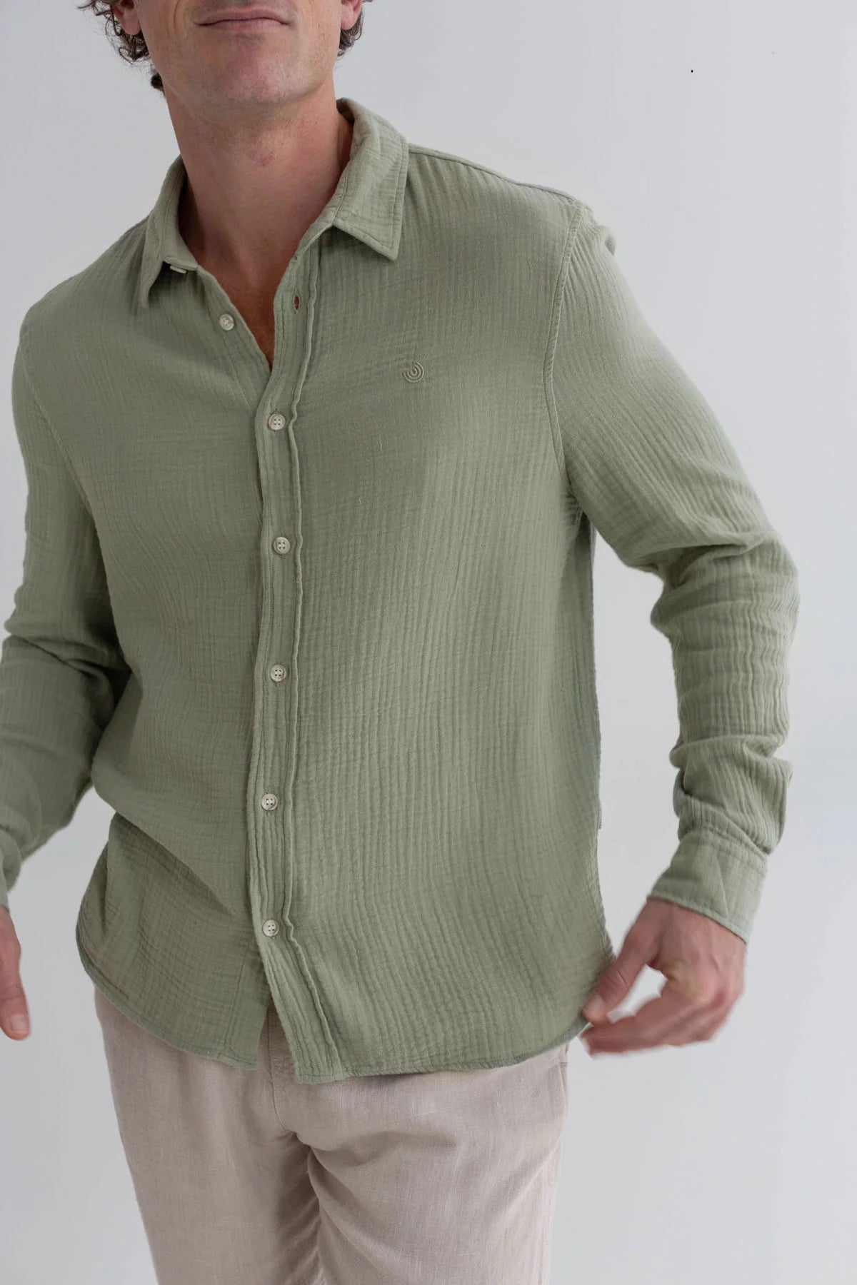 Two Thirds Pistachio Green Unyee Cotton Shirt