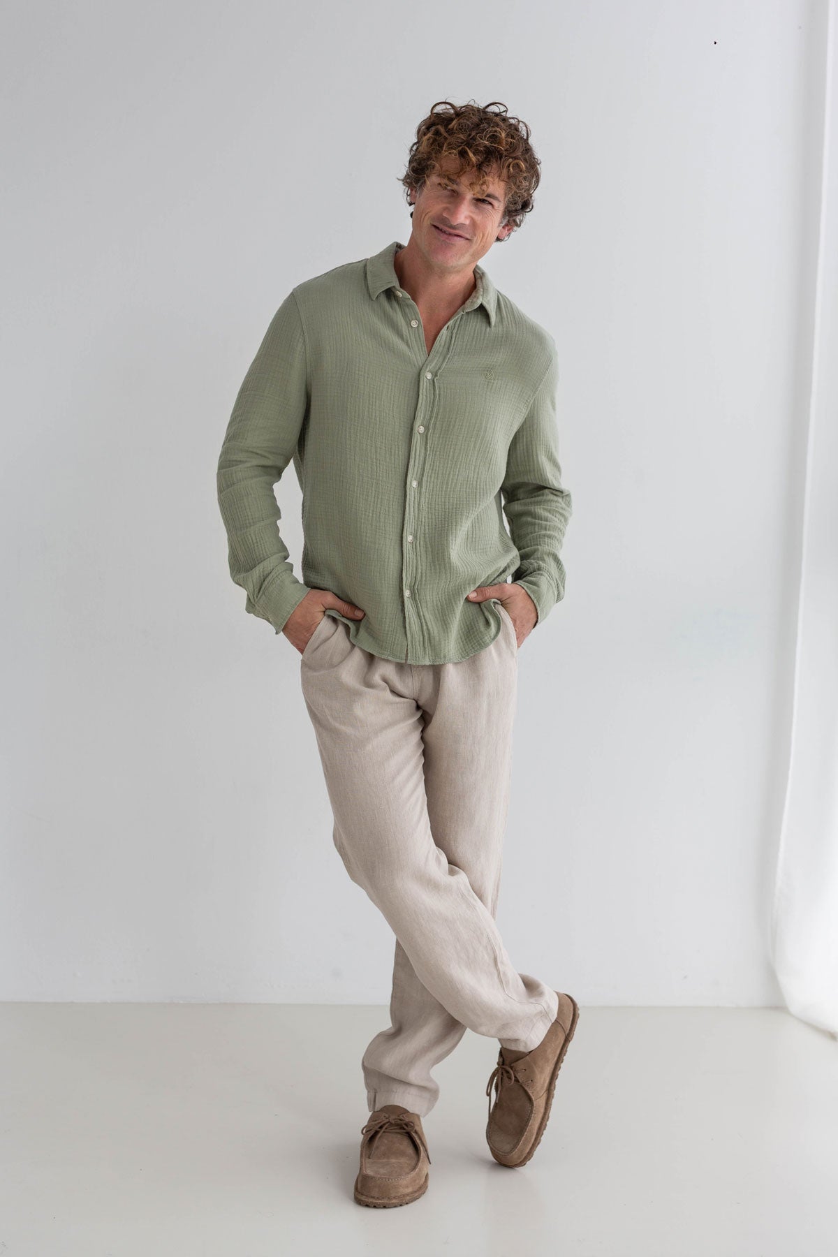 Two Thirds Pistachio Green Unyee Cotton Shirt