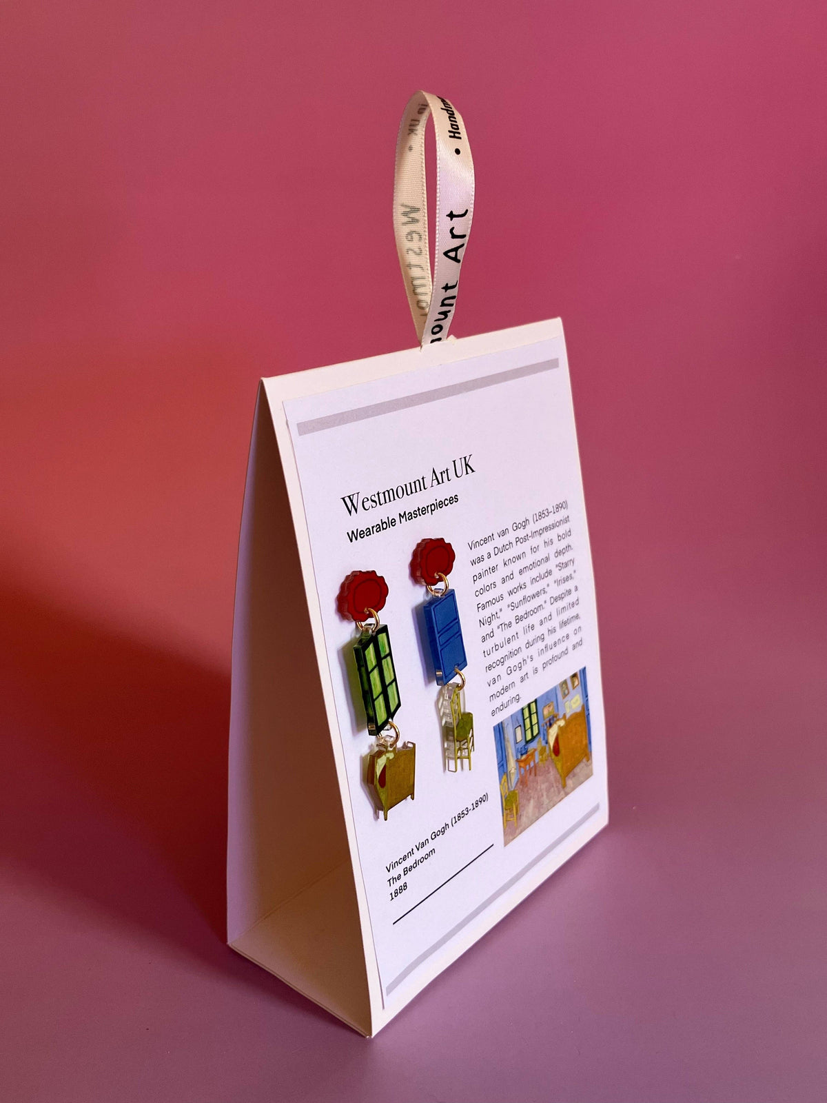 Wearable Masterpiece Earrings: Vincent Van Gogh, The Bedroom