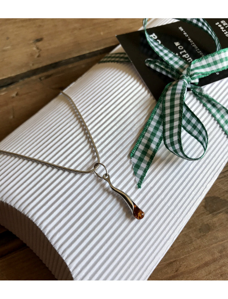 Golden Amber Flute Necklace