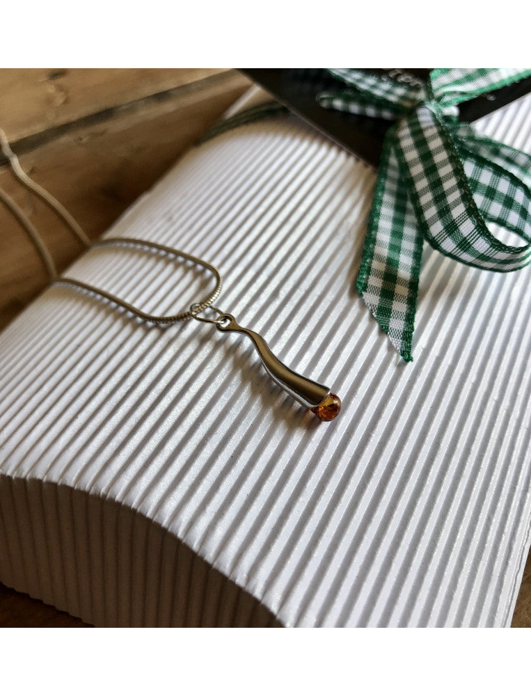 Golden Amber Flute Necklace