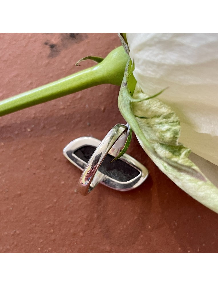Ammolite and Silver Ring