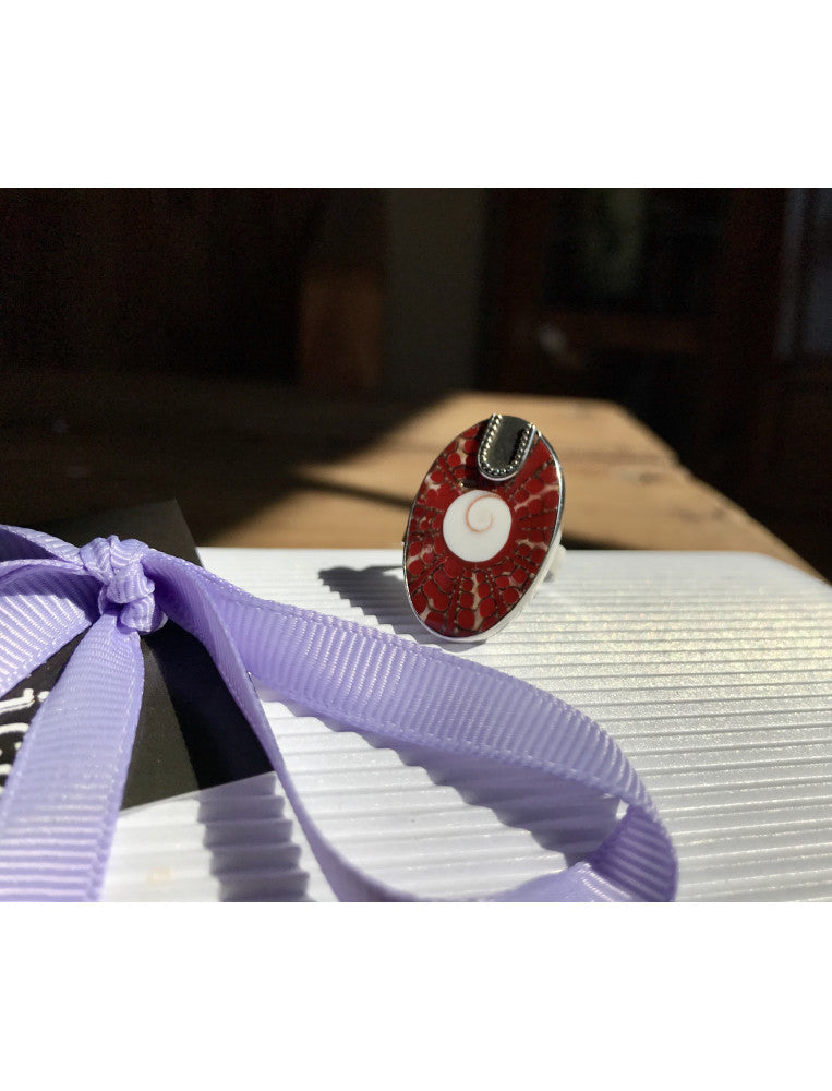 Red Coral and Shiva's Eye Ring