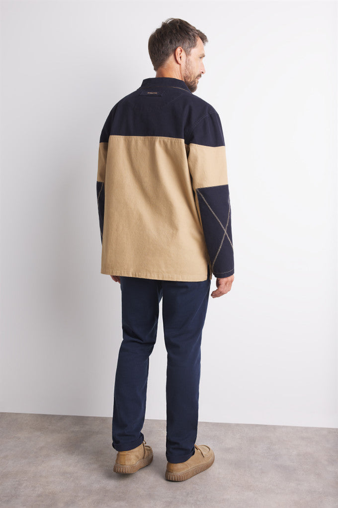 Mousqueton Blue/Taupe Two-Tone Smock