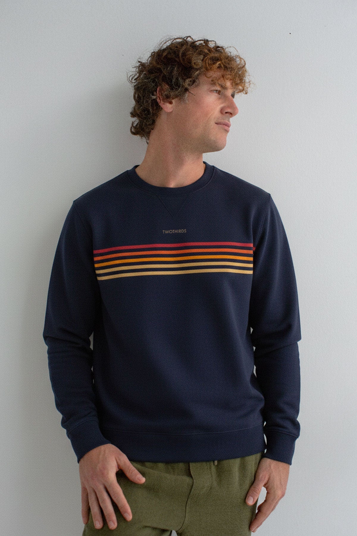 Two Thirds Fanore Navy Cotton Sweatshirt with Coloured Stripes