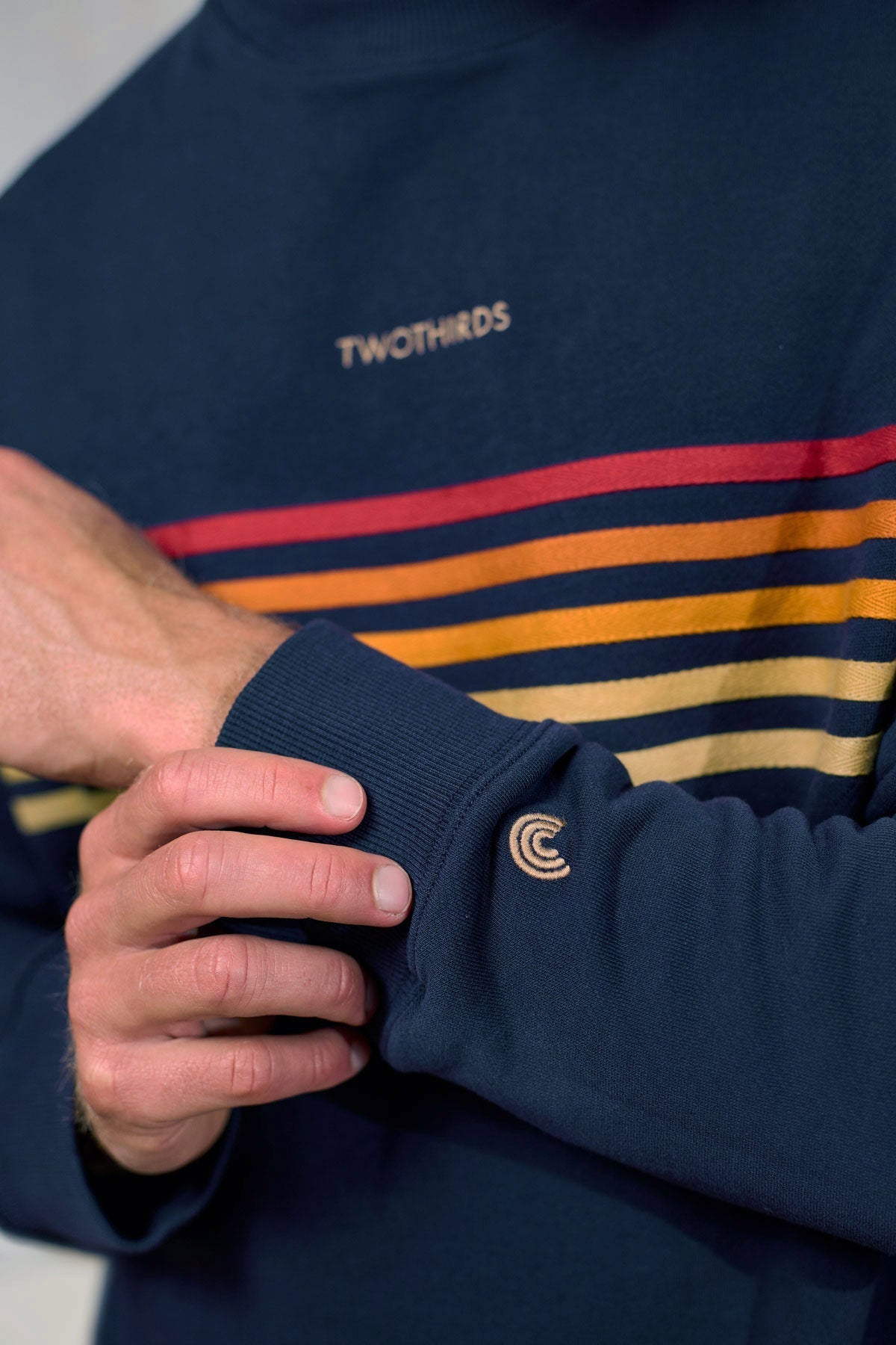 Two Thirds Fanore Navy Cotton Sweatshirt with Coloured Stripes