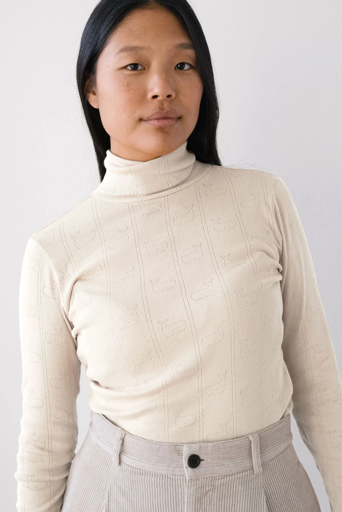 Two Thirds Grabow Ecru Cotton Polo Neck