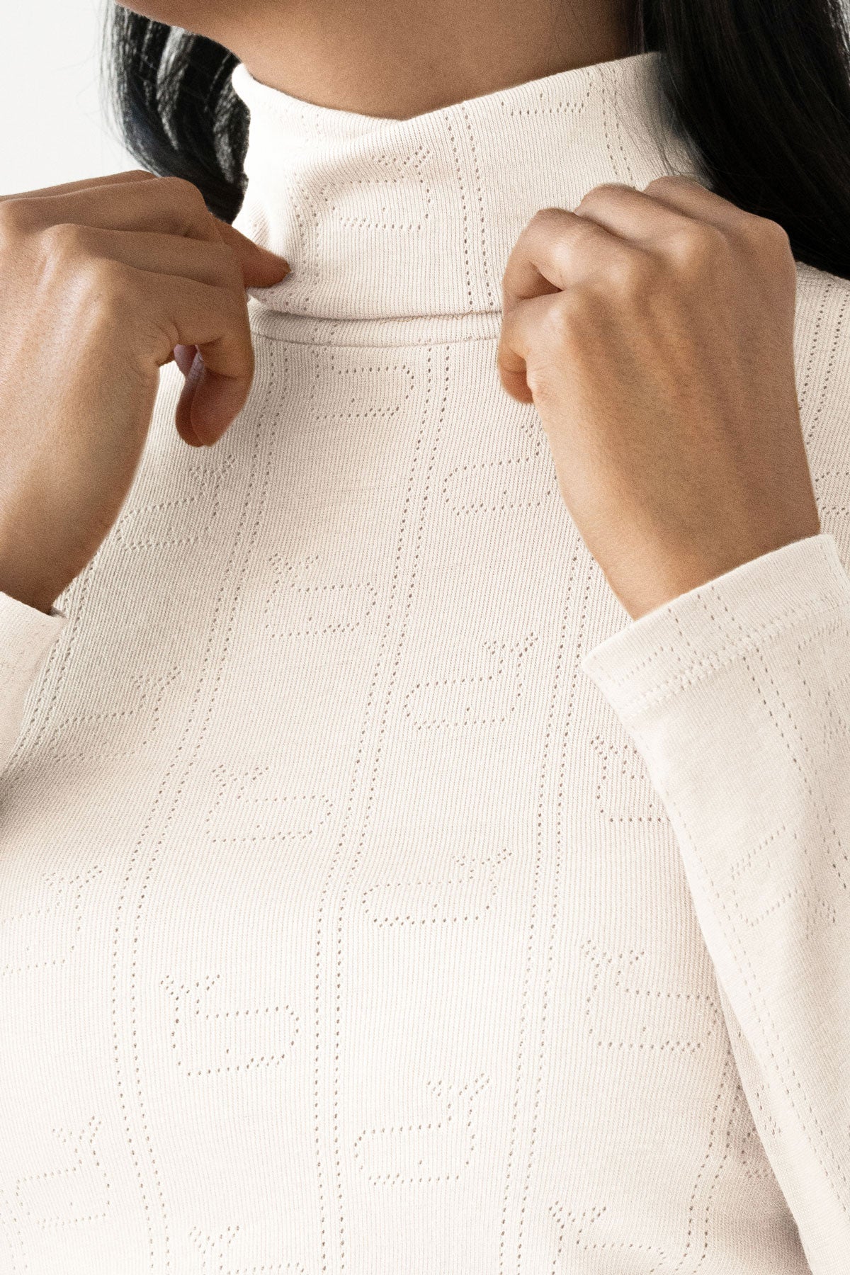 Two Thirds Grabow Ecru Cotton Polo Neck