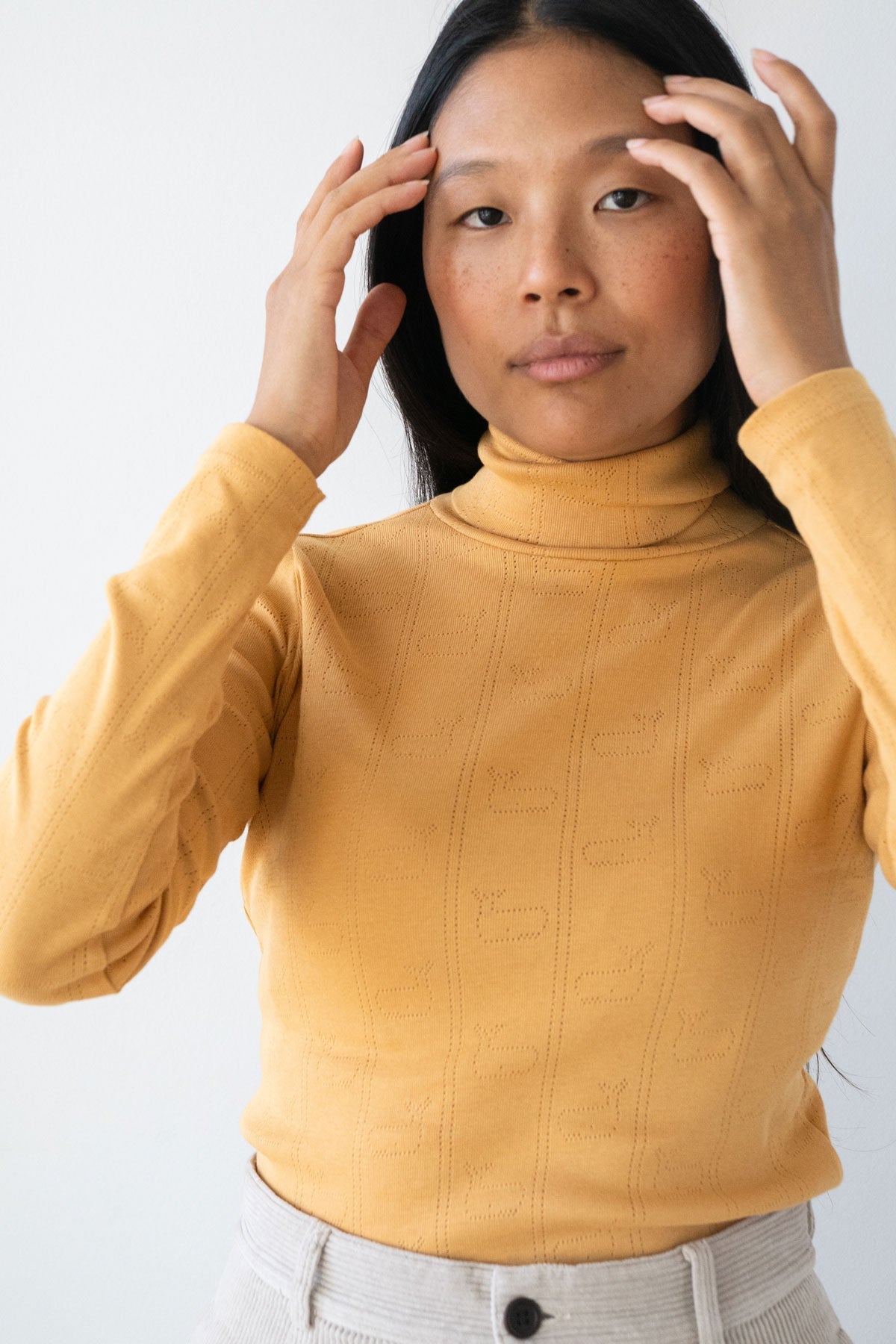 Two Thirds Grabow Mustard Cotton Polo Neck