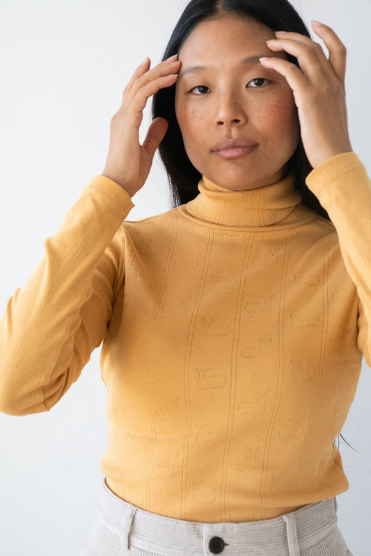 Two Thirds Grabow Mustard Cotton Polo Neck