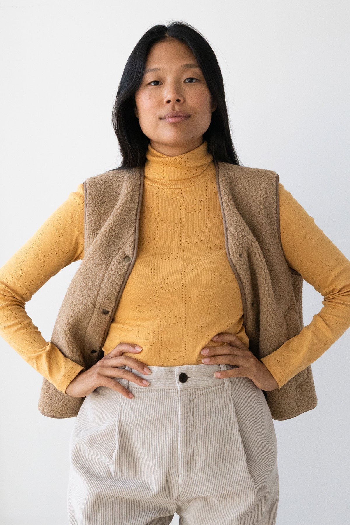 Two Thirds Grabow Mustard Cotton Polo Neck