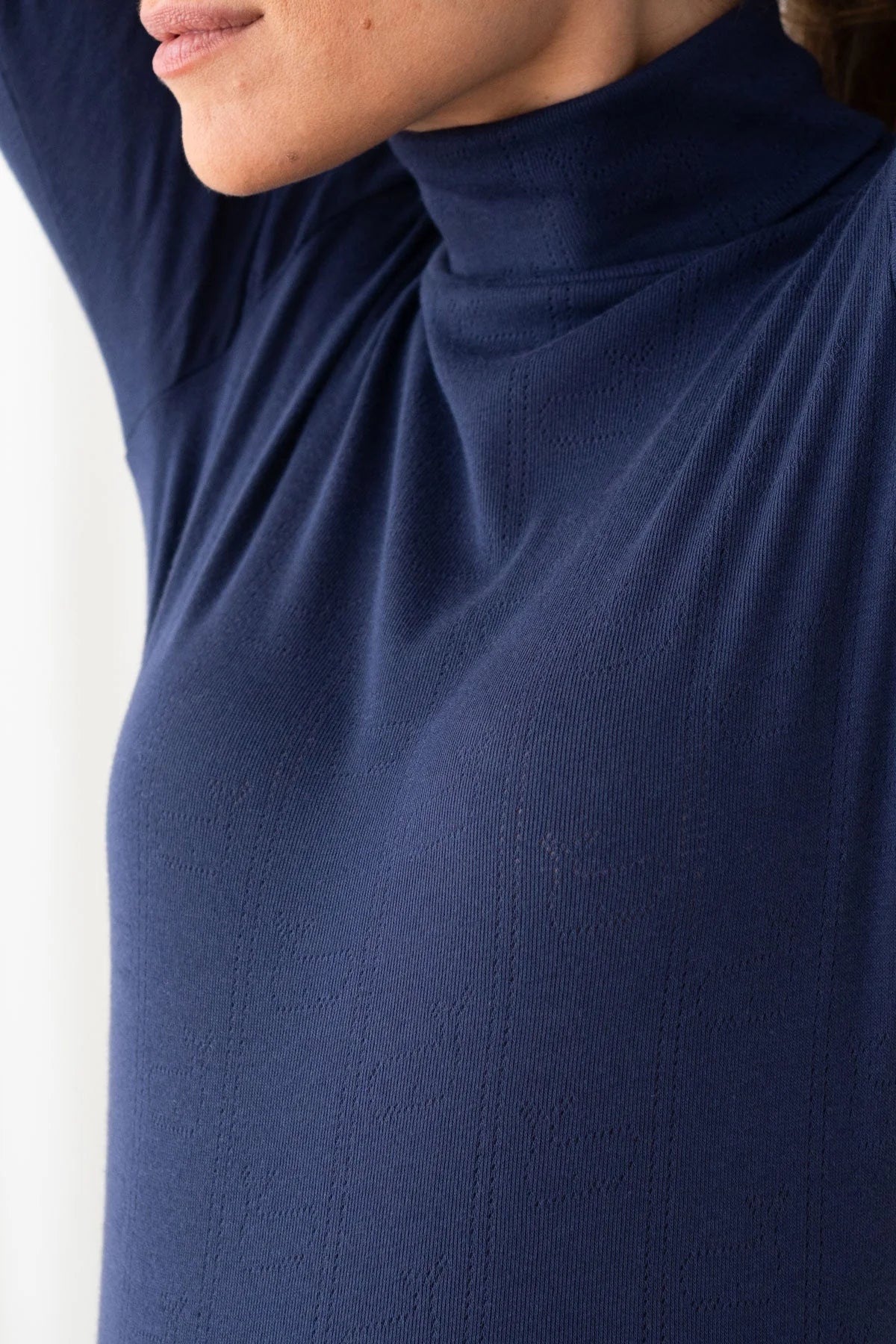 Two Thirds Grabow Navy Blue Cotton Polo Neck