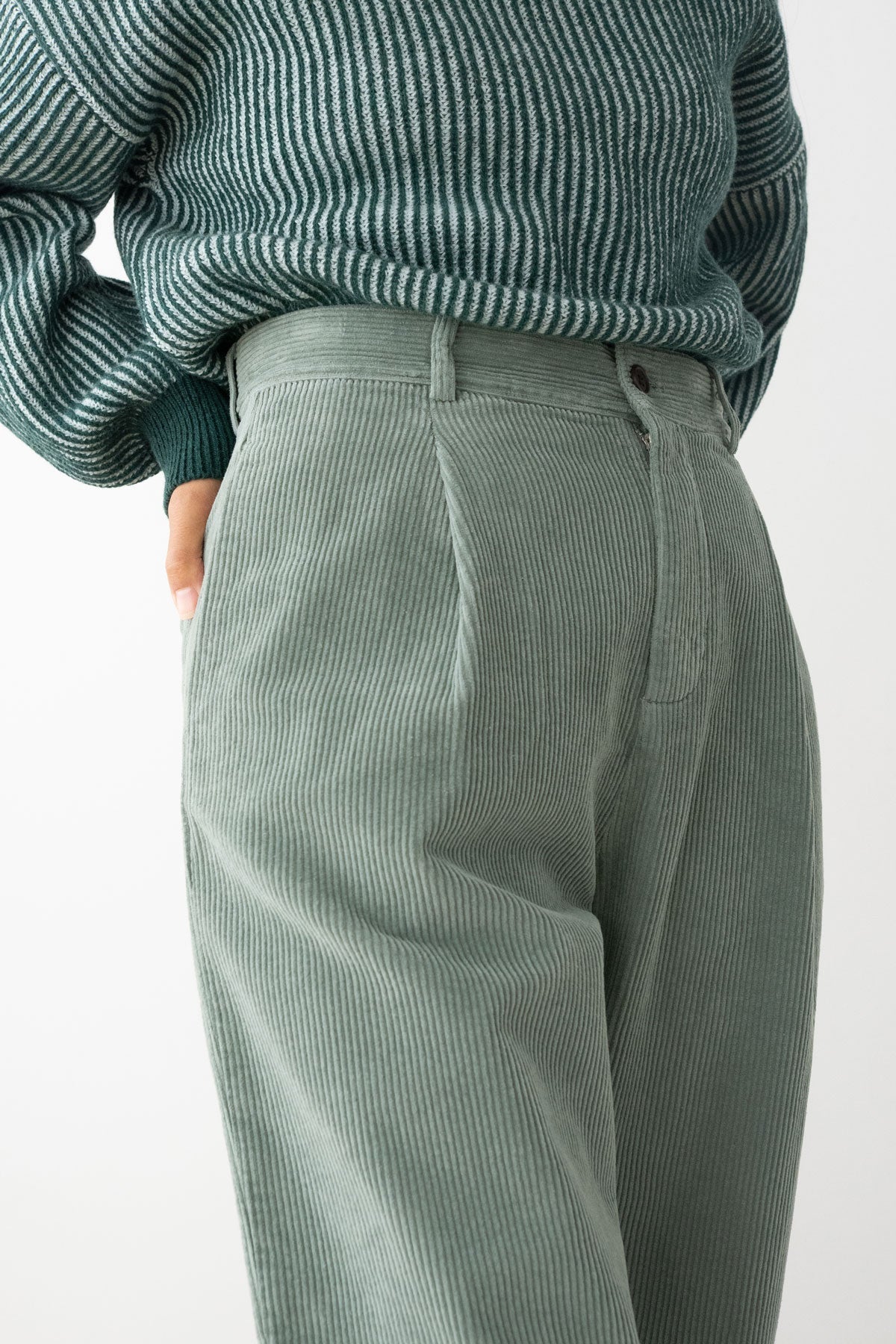 Two Thirds Haruku Washed Green Corduroy Trousers