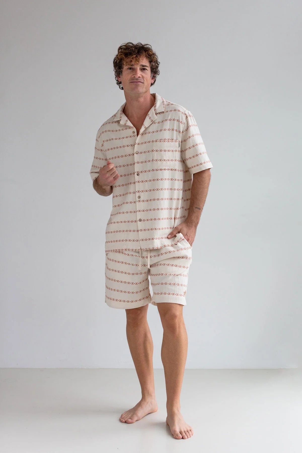 Two Thirds ecru/Adobe Heringsdorf Embroidered Cotton Shirt