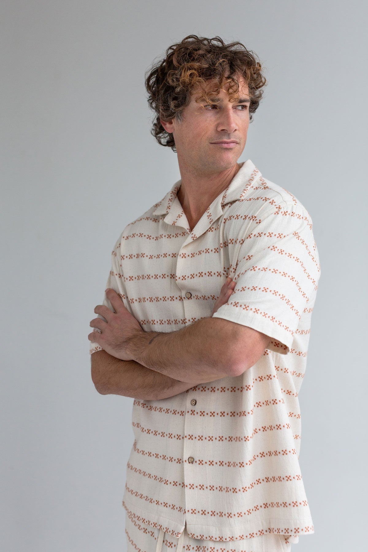 Two Thirds ecru/Adobe Heringsdorf Embroidered Cotton Shirt