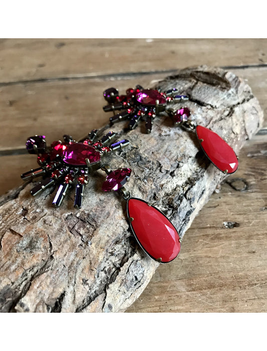 Konplott Red Spider Daisy Earrings