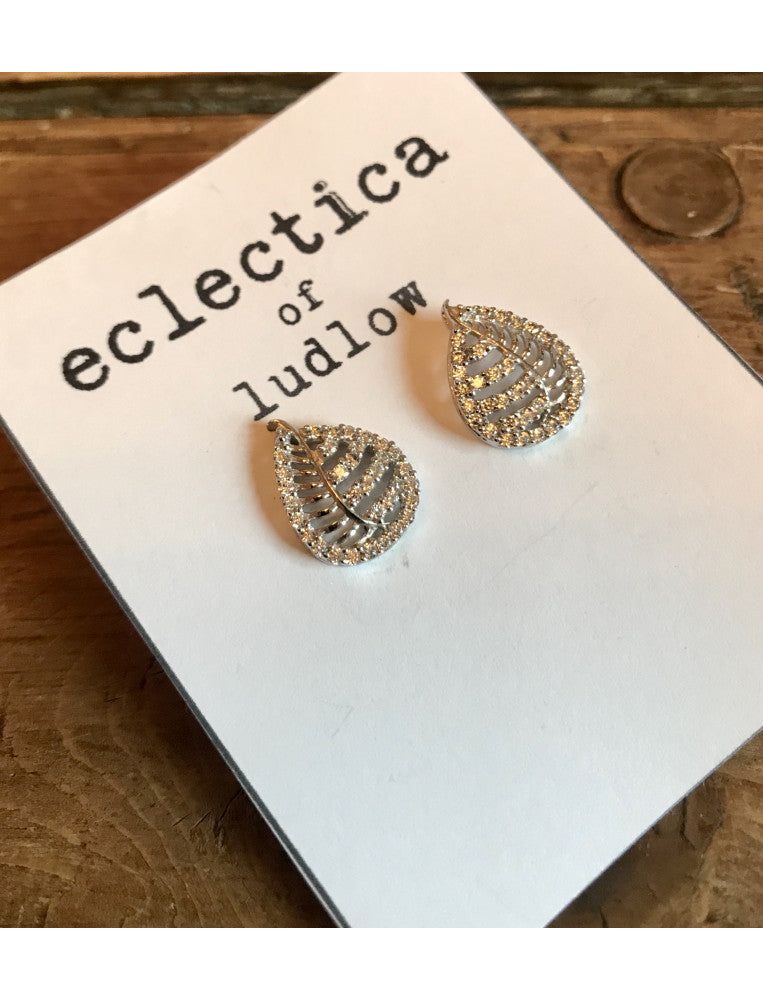 Patterned Silver Leaf Studs
