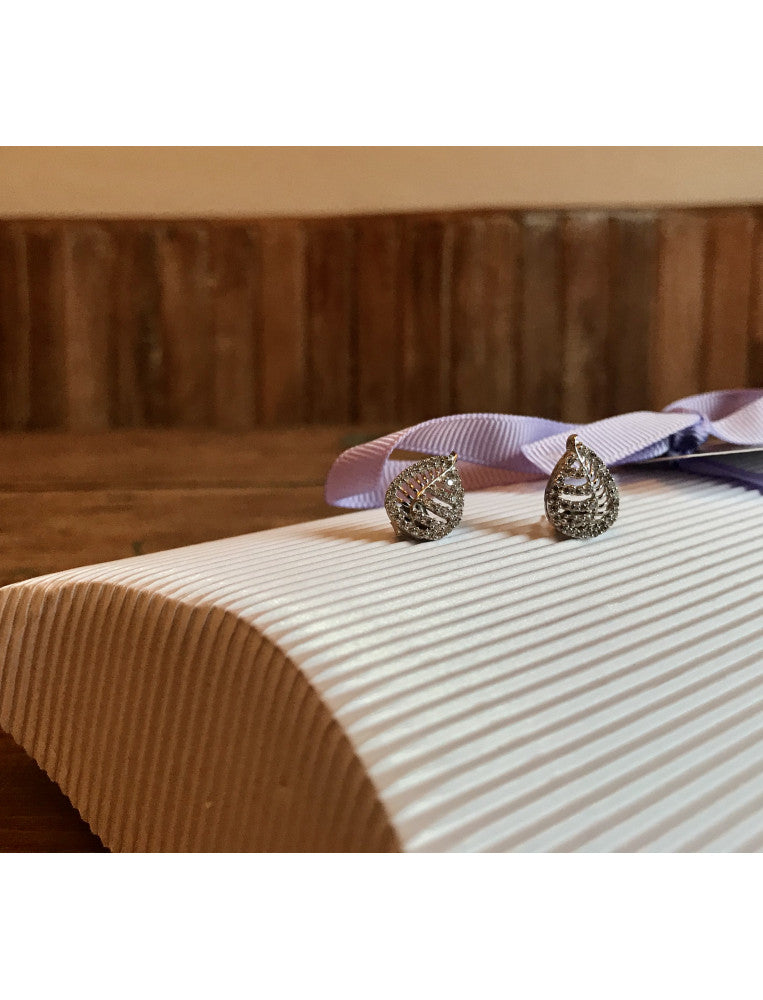 Patterned Silver Leaf Studs