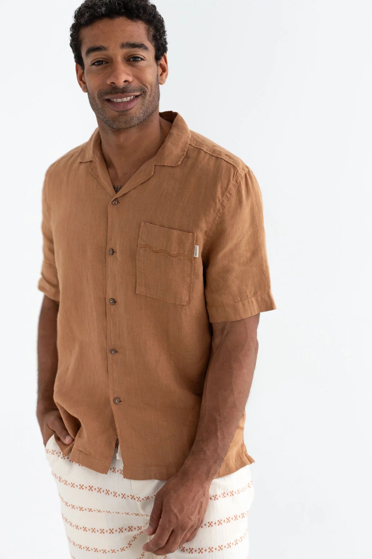 two Thirds Olorua Adobe Linen Shirt