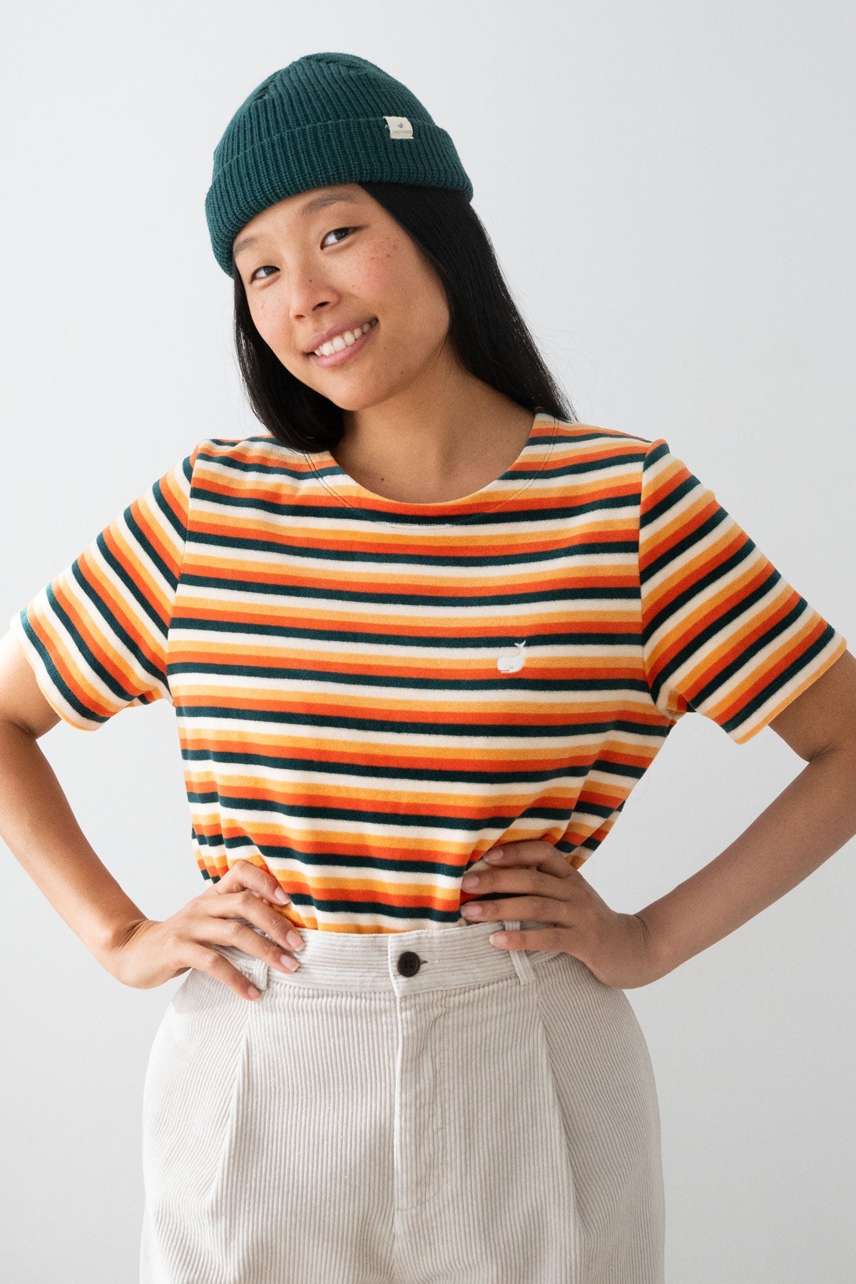 Two Thirds Pitcairn Velour Striped T'Shirt