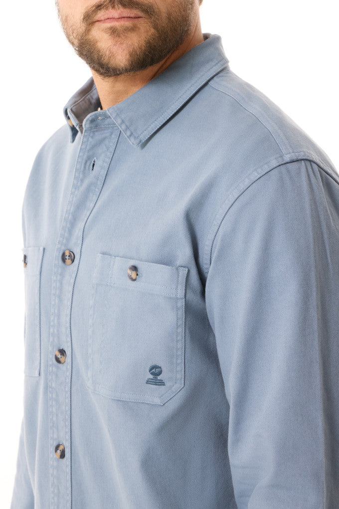 Mousqueton Pouldu Blue/Grey Cotton Twill Shirt