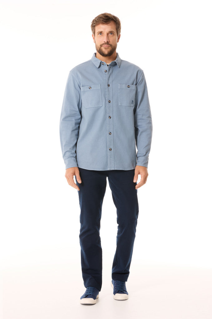Mousqueton Pouldu Blue/Grey Cotton Twill Shirt