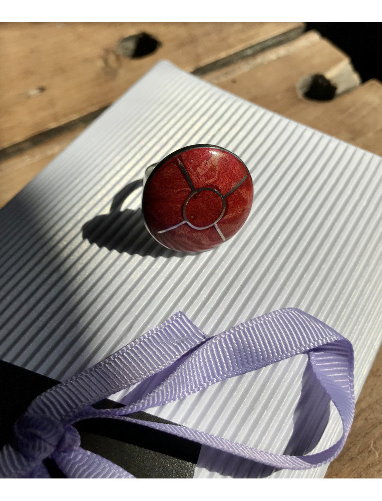 Red Coral Round Ring
