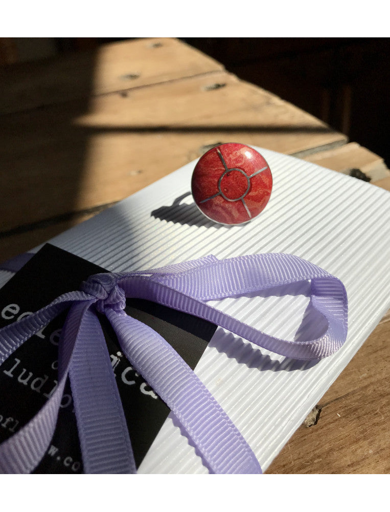 Red Coral Round Ring