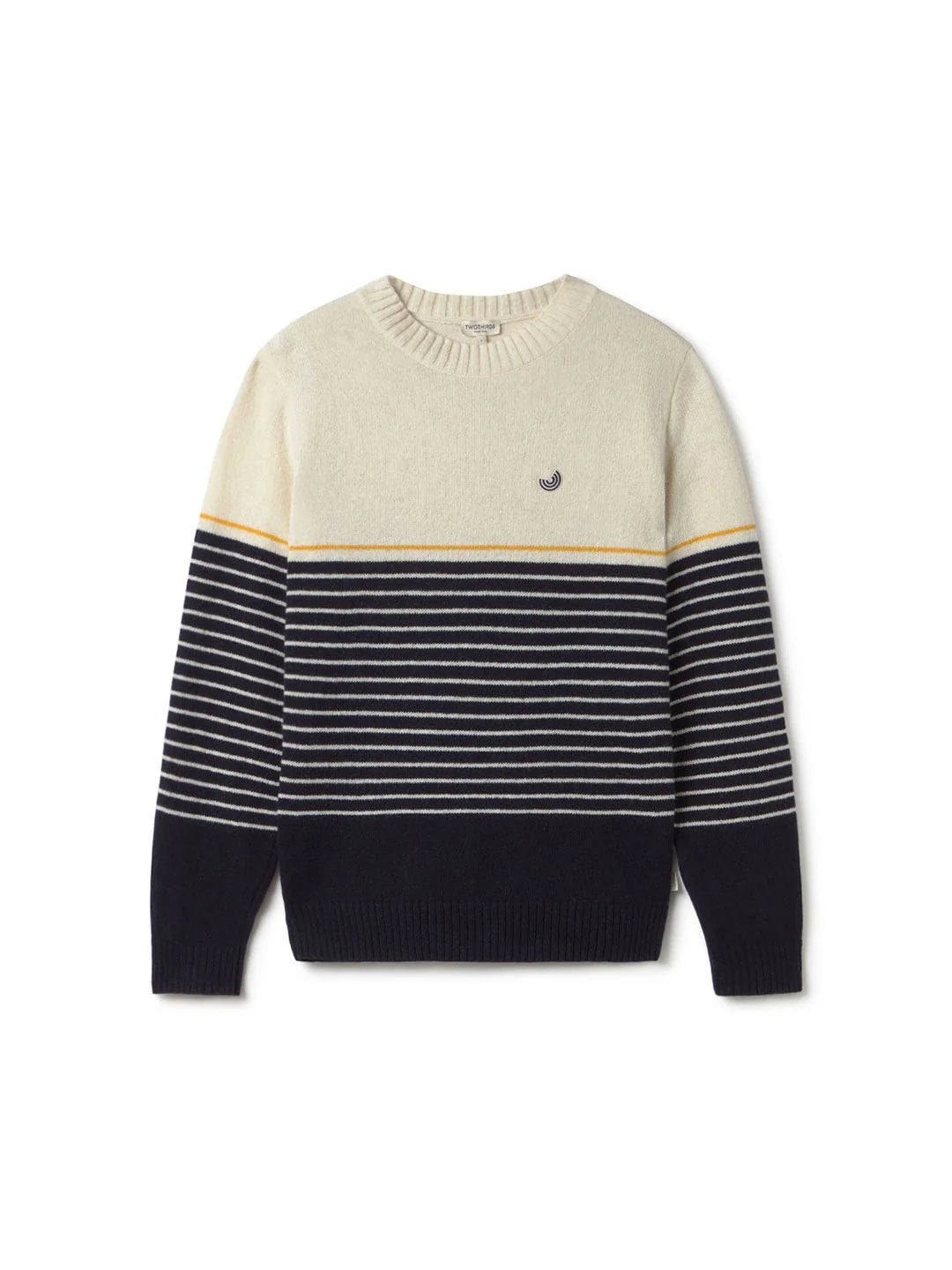 Two Thirds Robberg Navy/Ecru Striped Wool Jumper