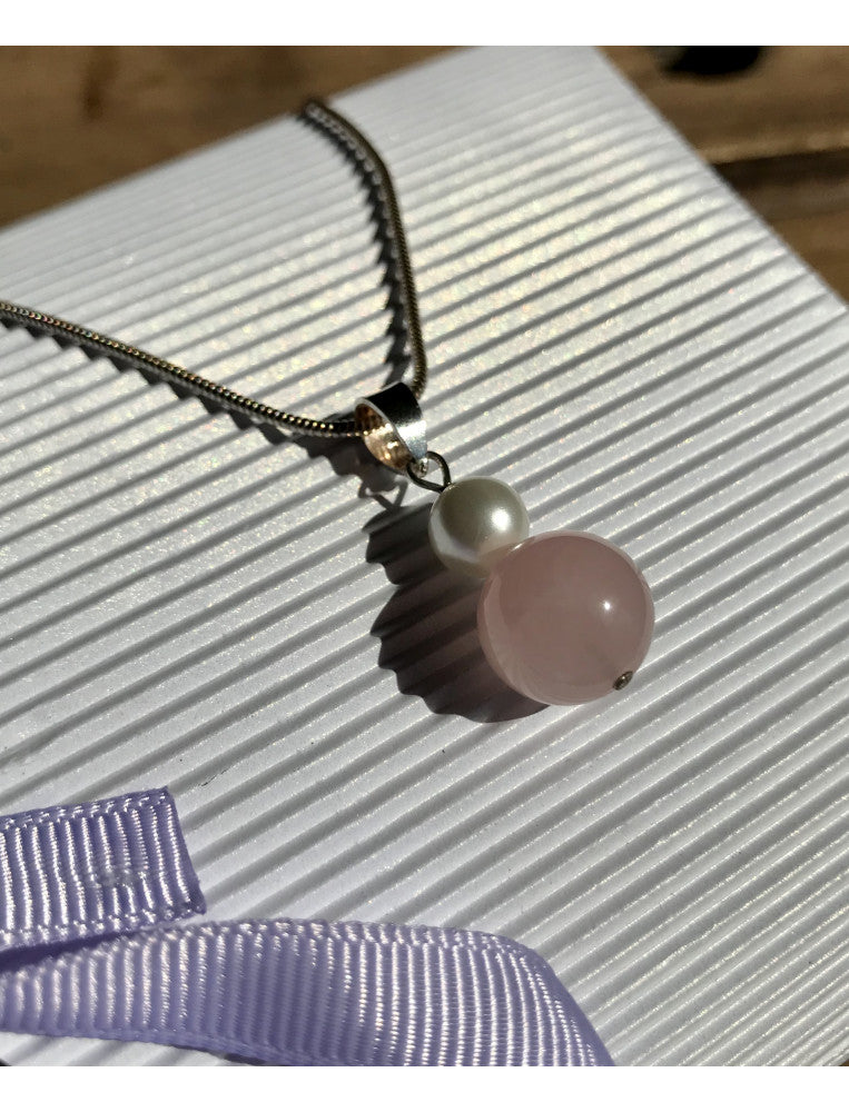 Rose Quartz and Pearl Necklace