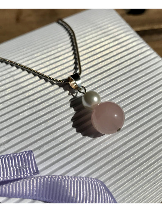 Rose Quartz and Pearl Necklace
