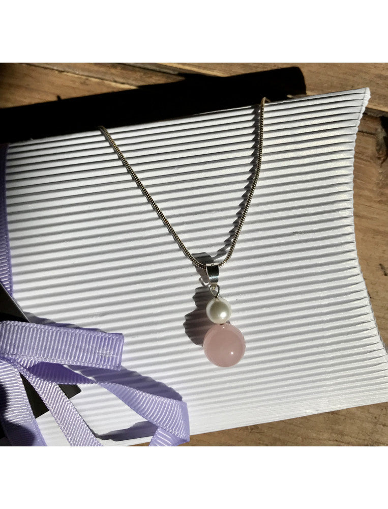 Rose Quartz and Pearl Necklace