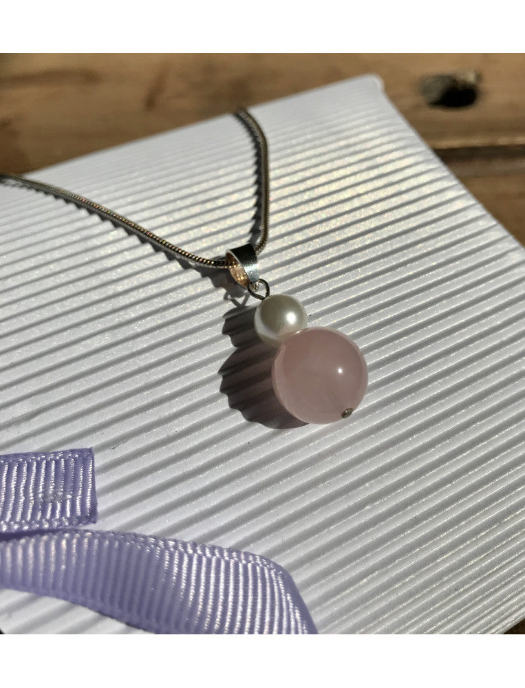 Rose Quartz and Pearl Necklace