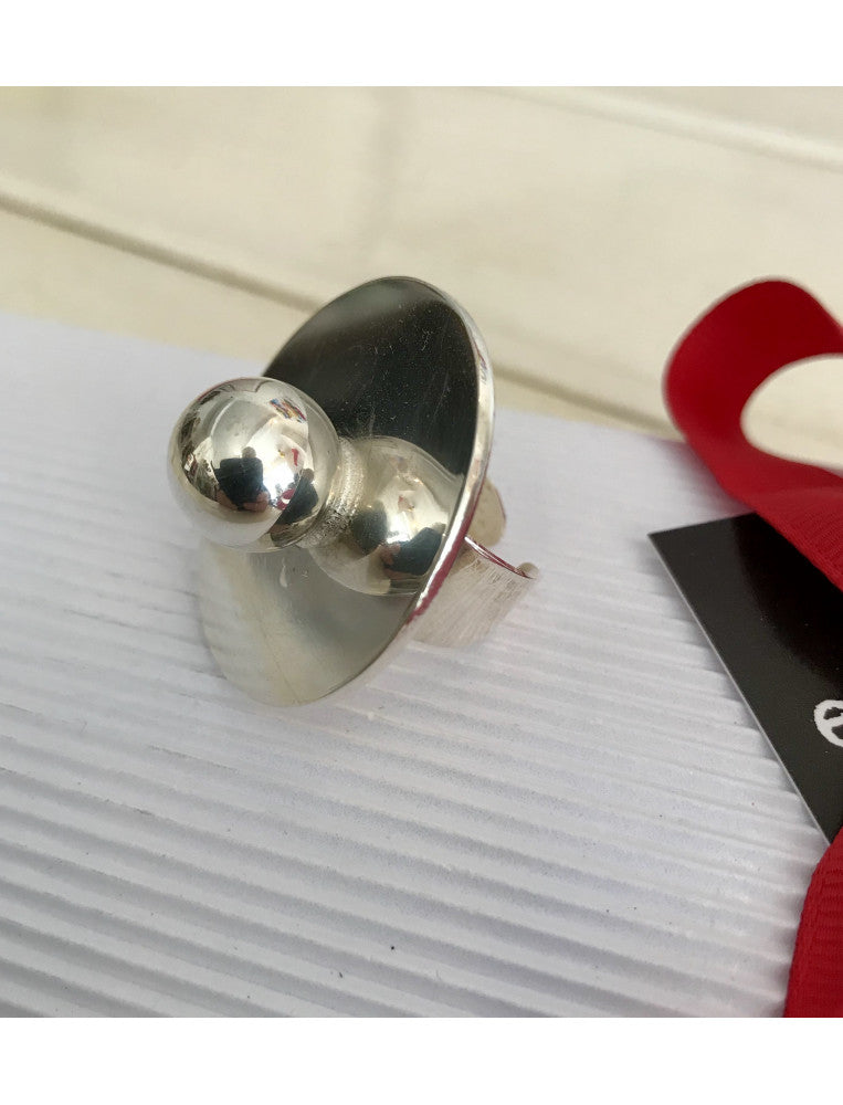 Silver Disc & Ball Ring